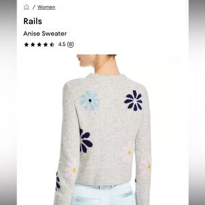 Rails Anise Floral Crewneck Sweater in Light Gray with Blue & Pink Blooms